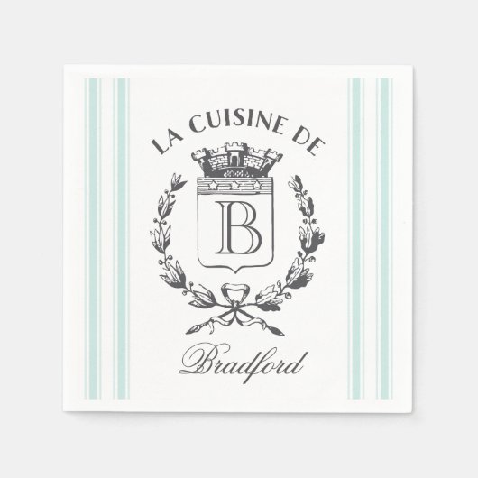 ヴィンテージスタイルフランスのサック名前をカスタムする及びモノグラム スタンダードカクテルナプキン (正面)