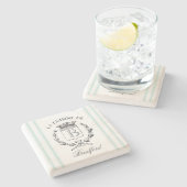 ヴィンテージスタイルフランスのサック名前をカスタムする及びモノグラム ストーンコースター (横)