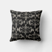 ヴィンテージスタイルフランスのダマスクブラックnホワイトルースター クッション (裏面)