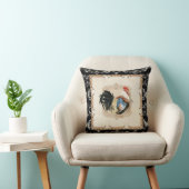 ヴィンテージスタイルフランスのダマスクブラックnホワイトルースター クッション (椅子)