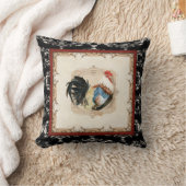 ヴィンテージスタイルフランスのダマスクブラックnホワイトルースター クッション (ブランケット)