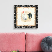 ヴィンテージスタイルフランスのトイルブラックンホワイトルースター キャンバスプリント (インサイチュ (リビング))