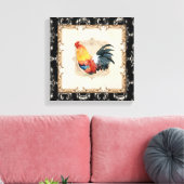 ヴィンテージスタイルフランスのトイルブラックンホワイトルースター キャンバスプリント (インサイチュ (リビング))