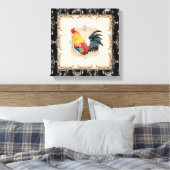 ヴィンテージスタイルフランスのトイルブラックンホワイトルースター キャンバスプリント (インサイチュ (寝室))