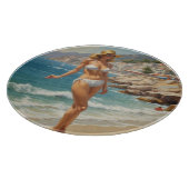 ヴィンテージスタイルフランスのリビエラトラベルビーチガール カッティングボード (角)