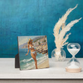 ヴィンテージスタイルフランスのリビエラトラベルビーチガール フォトプラーク (インサイチュ)