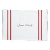 ヴィンテージスタイルフランスのレッドチッキングテープ名前をカスタムする 枕カバー (裏面-左)