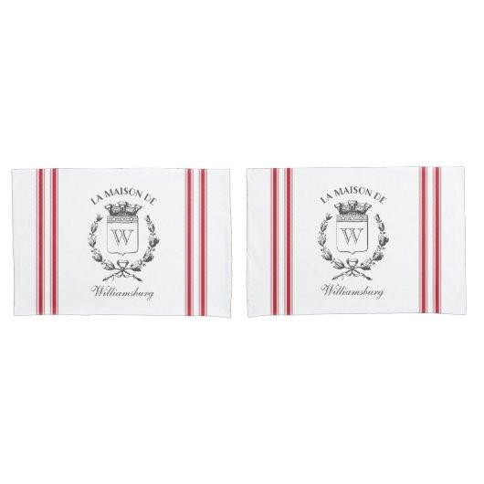 ヴィンテージスタイルフランスのレッドチッキングテープ名前をカスタムする 枕カバー (フロントセット)