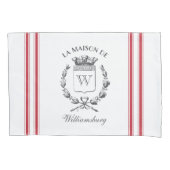 ヴィンテージスタイルフランスのレッドチッキングテープ名前をカスタムする 枕カバー (正面左)