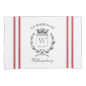 ヴィンテージスタイルフランスのレッドチッキングテープ名前をカスタムする 枕カバー (正面右)