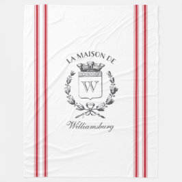 ヴィンテージスタイルフランスのレッドチッキングテープ家紋 フリースブランケット