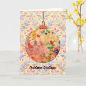 ヴィンテージスタイルフローラアートピーチクリスマス カード (黄色い花)