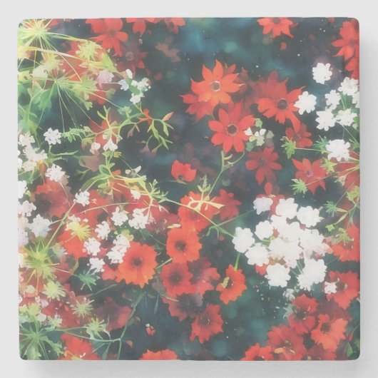 ヴィンテージスタイルフローラガーデンアートコースター ストーンコースター (正面)