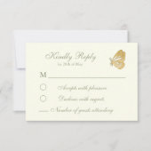 ヴィンテージスタイルフローラクリームとセージRSVPカード 出欠カード (正面)