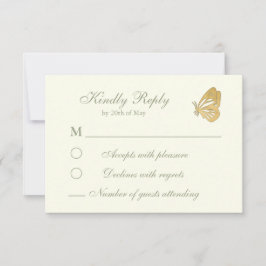 ヴィンテージスタイルフローラクリームとセージRSVPカード 出欠カード