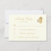 ヴィンテージスタイルフローラクリームRSVPカード 出欠カード (正面)