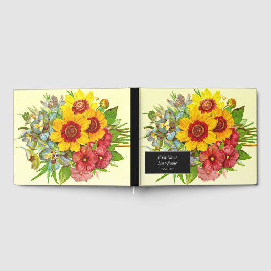 ヴィンテージスタイルフローラ葬儀記念ゲストブック ゲストブック (全面)