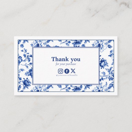 ヴィンテージスタイルフローラdelftowareソーシャル感謝していユー エンクロージャーカード (正面)