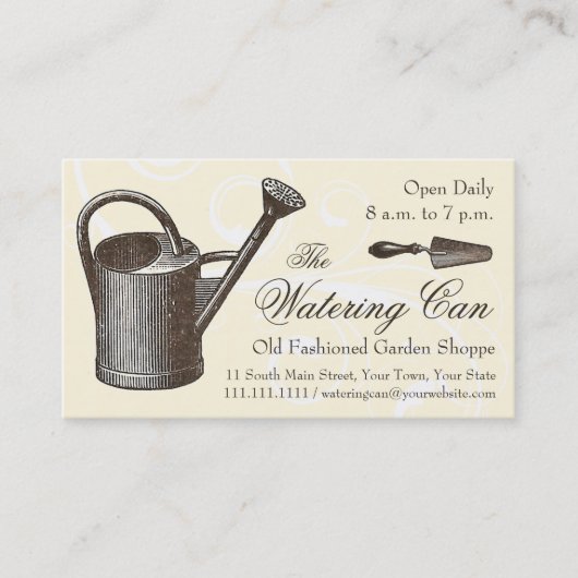 ヴィンテージスタイルフローリストまたはガーデンショップガーデニング 名刺 (正面)