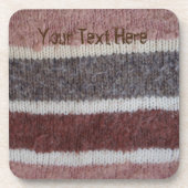 ヴィンテージスタイルブラウンとベージュ編みストリピーおもしろい コースター (正面)