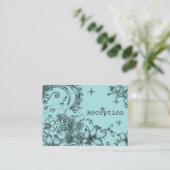 ヴィンテージスタイルブラックおよびブルーフローラ披露宴 エンクロージャーカード (スタンド正面)