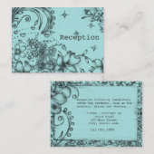 ヴィンテージスタイルブラックおよびブルーフローラ披露宴 エンクロージャーカード (正面/裏面)