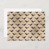 ヴィンテージスタイルブラックこうもりハロウィーン ポストカード (正面/裏面)