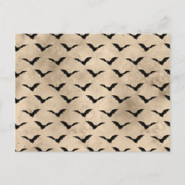 ヴィンテージスタイルブラックこうもりハロウィーン ポストカード