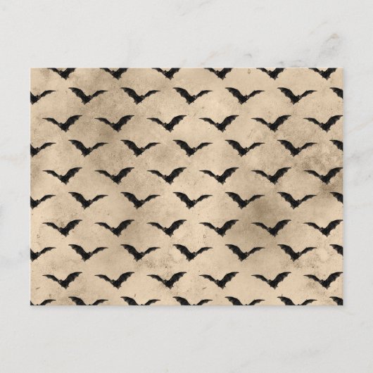 ヴィンテージスタイルブラックこうもりハロウィーン ポストカード (正面)