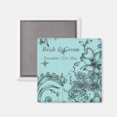 ヴィンテージスタイルブラックとアクアブルー保存日 マグネット (正面/裏面)