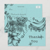 ヴィンテージスタイルブラックとブルーのフローラ感謝していユー ポストカード (正面/裏面)