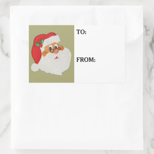 ヴィンテージスタイルブラックサンタアポップ・アートのートギフトラベルシール 長方形シール (バッグ)