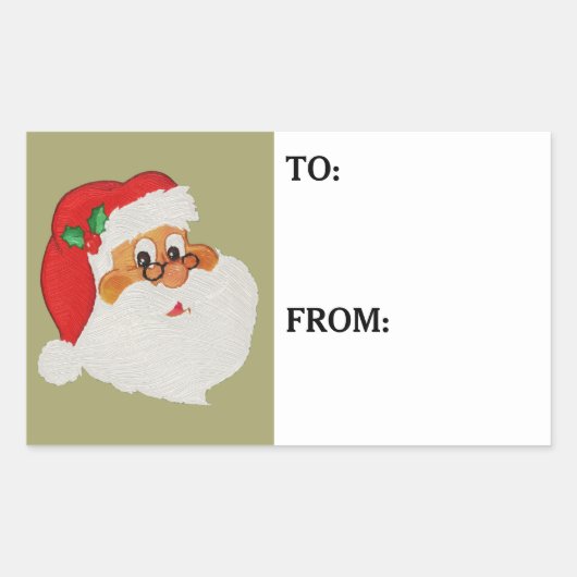 ヴィンテージスタイルブラックサンタアポップ・アートのートギフトラベルシール 長方形シール (正面)