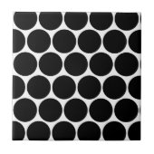 ヴィンテージスタイルブラックポルカ点々のある タイル (正面)