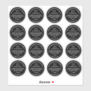 ヴィンテージスタイルブラックwホワイト文字ラベル1.75インチ シール