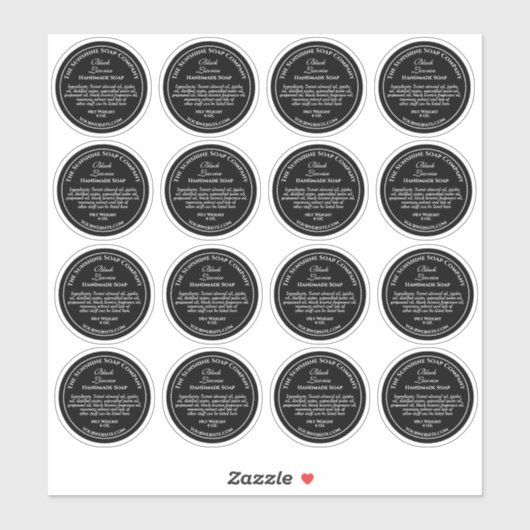 ヴィンテージスタイルブラックwホワイト文字ラベル1.75インチ シール (シート)