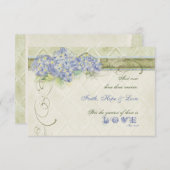 ヴィンテージスタイルブルーアジサイフローラスワールダマスク 出欠カード (正面/裏面)