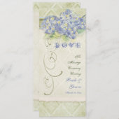 ヴィンテージスタイルブルーアジサイフローラスワールダマスク 招待状 (正面/裏面)