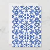 ヴィンテージスタイルブルーイタリアンウェディング日付を保存 招待状 (裏面)