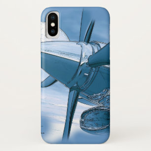 ヴィンテージスタイルブルーターボ航空機 iPhone X ケース