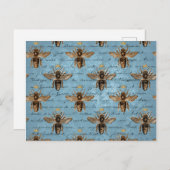 ヴィンテージスタイルブルーハニービー ポストカード (正面/裏面)