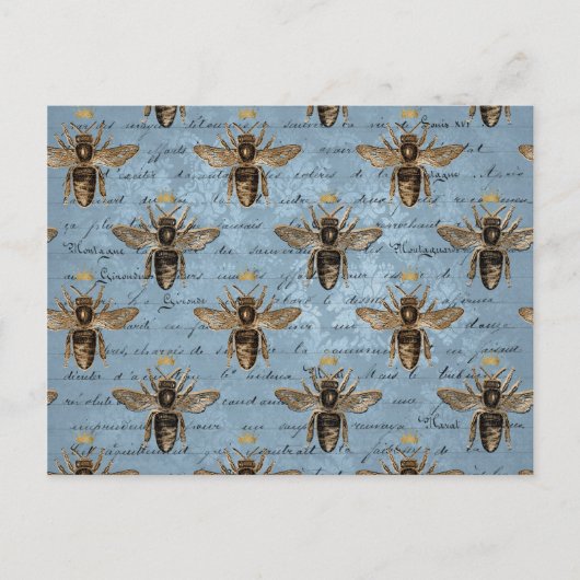 ヴィンテージスタイルブルーハニービー ポストカード (正面)