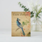 ヴィンテージスタイルブルーバードカフランスのルテポスタレ ポストカード (スタンド正面)