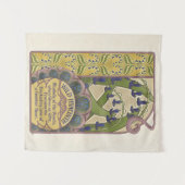 ヴィンテージスタイルブルーベルアートと緑のパターンバック タペストリー (正面(横))