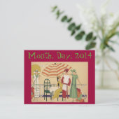 ヴィンテージスタイルプールビーチパーティーカード インビテーションポストカード (スタンド正面)