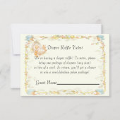 ヴィンテージスタイルベビーシャワーおむつラッフルカード 招待状 (正面)