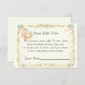 ヴィンテージスタイルベビーシャワーおむつラッフルカード 招待状 (正面/裏面)