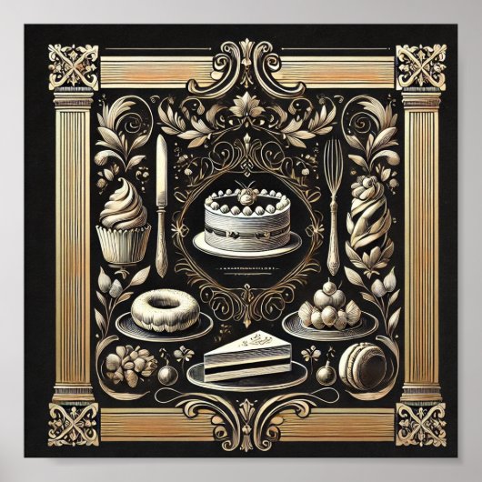 ヴィンテージスタイルペストリー&ベーキング ポスター (正面)