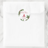 ヴィンテージスタイルホリーベリークリスマスキャンドルラベル ラウンドシール (バッグ)