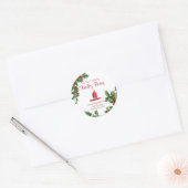 ヴィンテージスタイルホリーベリークリスマスキャンドルラベル ラウンドシール (封筒)